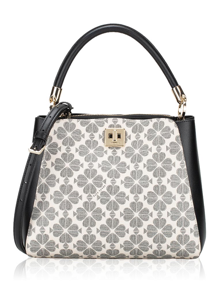 Flower Spade Medium Top Handle Bag Black Multi