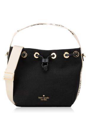 Kip Canvas Small Bucket Bag Black