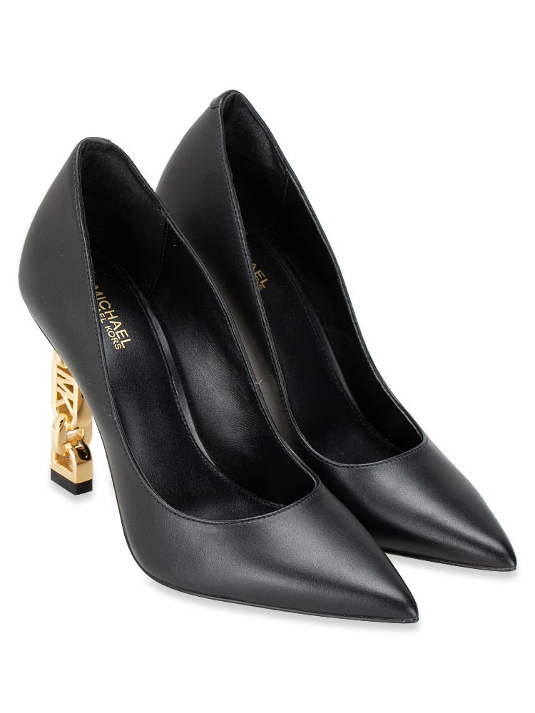 Tenley Empire Logo Embellished Leather Pump Black Sz 7