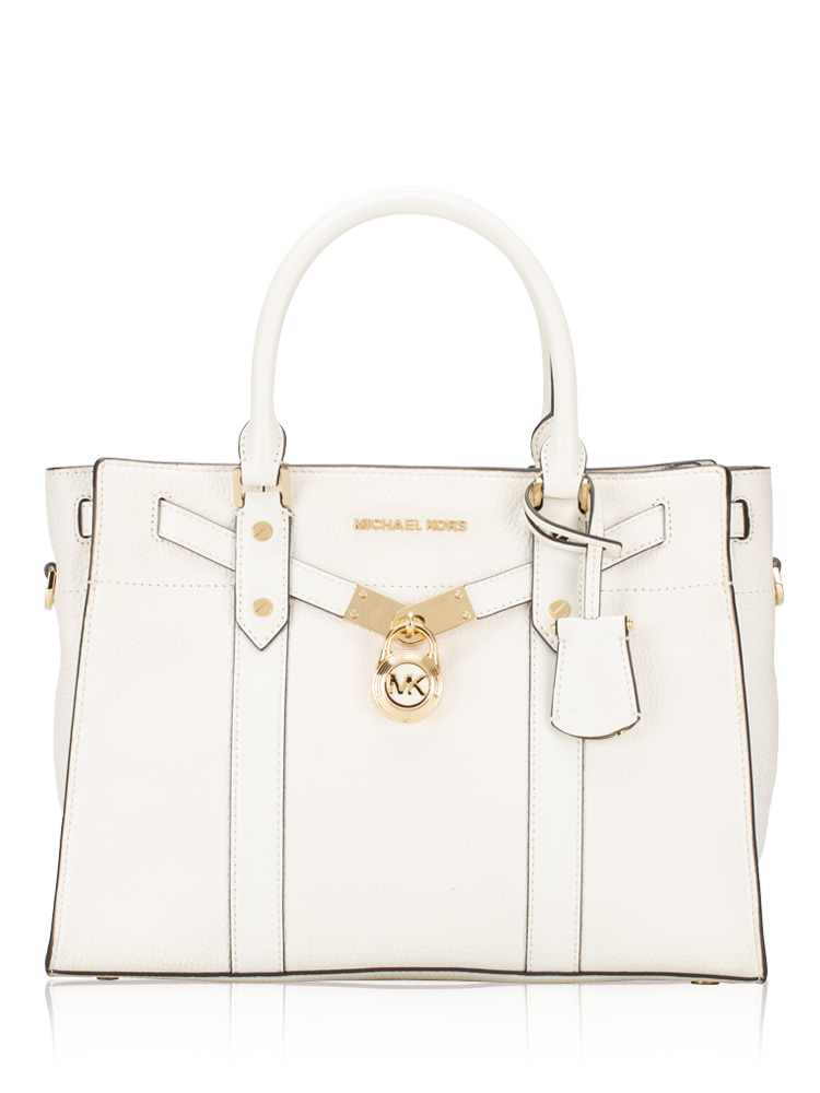 Nouveau Hamilton Pebbled Leather Large Satchel Optic White