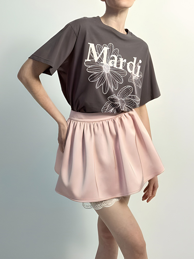 Triple Flowermardi Blossom T-shirt Charcoal Ivory