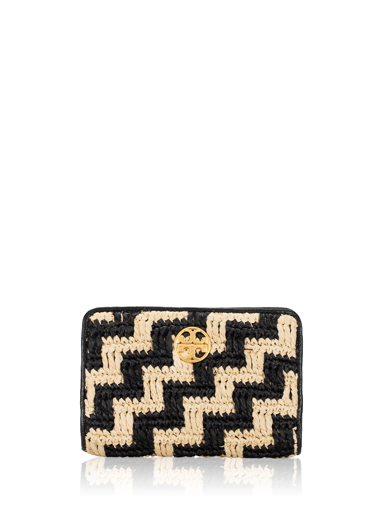 Willa Straw Medium Wallet Black Pale Khaki 