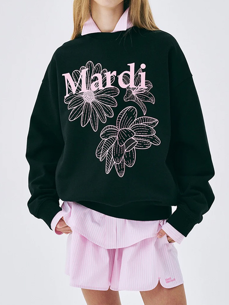 Triple Flowermardi Blossom Sweater Black Pink