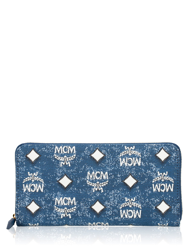 Aren Visetos Jacquard Zip Wallet Denim Blue
