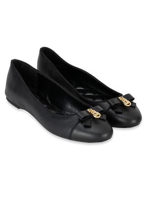 Honey Leather Ballet Flats Black Sz 10