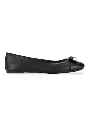 Honey Leather Ballet Flats Black Sz 10