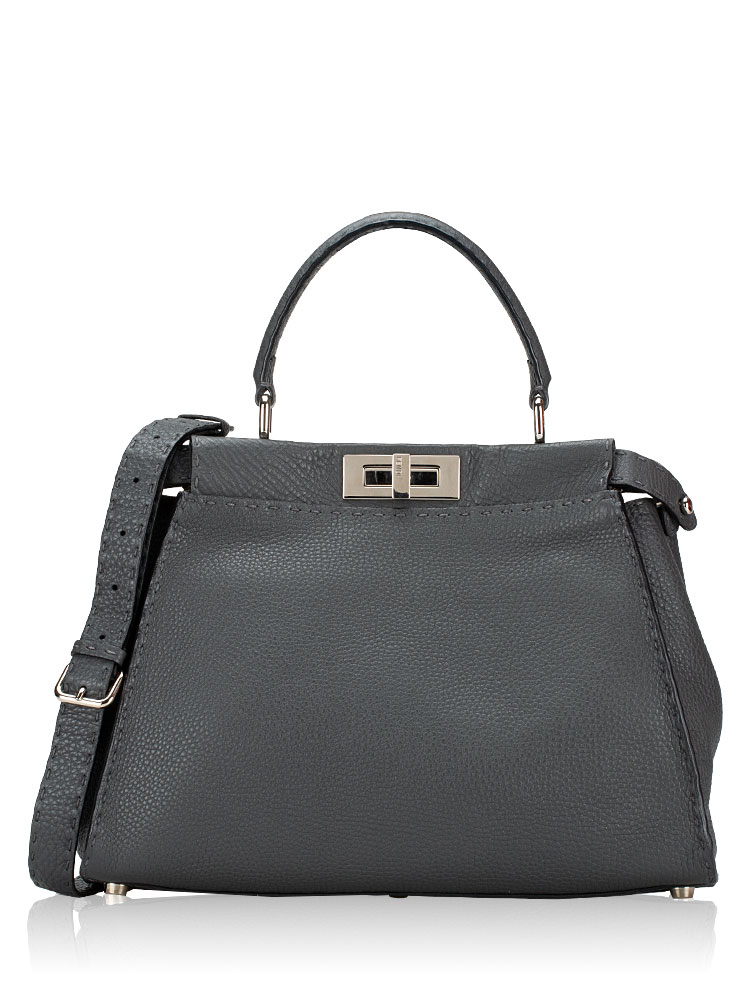 Cuoio Romano Selleria Bi-Color Peekaboo Medium Satchel Asfalto Latte