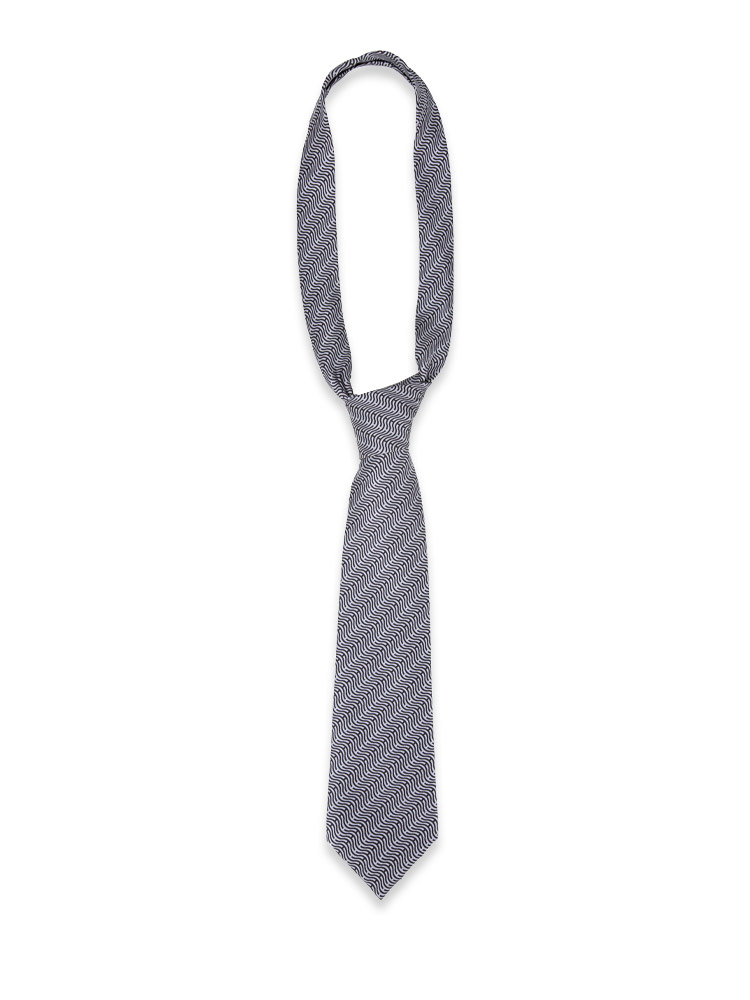 Silk Printed Geometric Pattern Neck Tie Grey Black