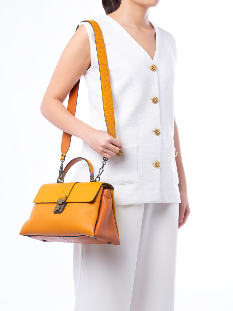 Nappa Multicolor Piazza Bag Mustard Orange