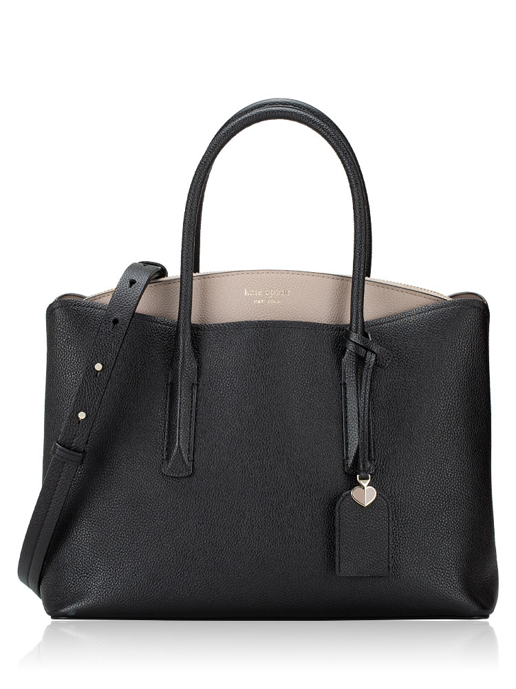 Margaux Large Satchel Black Warm Taupe