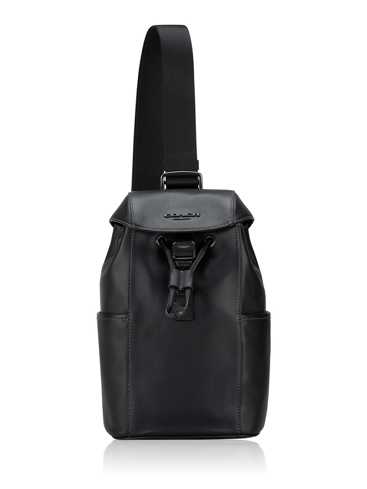 Men CU111 Racer Leather Sling Pack Black