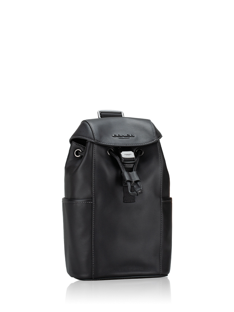 Men CU111 Racer Leather Sling Pack Black