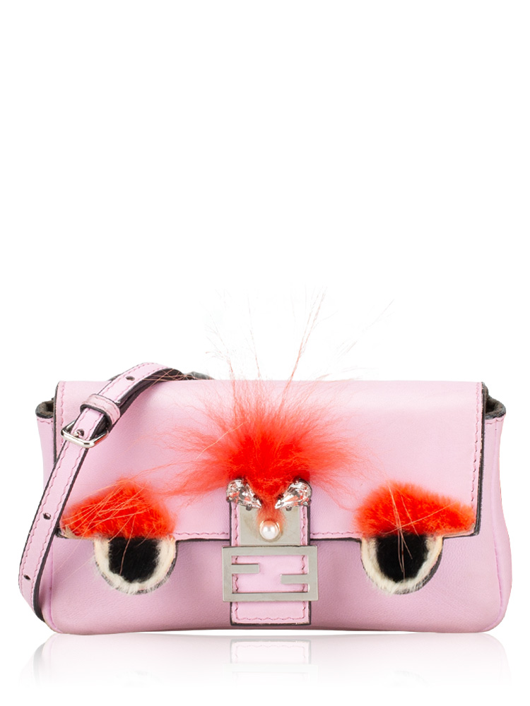Nappa Fox Fur Buggie Micro Baguette Light Pink