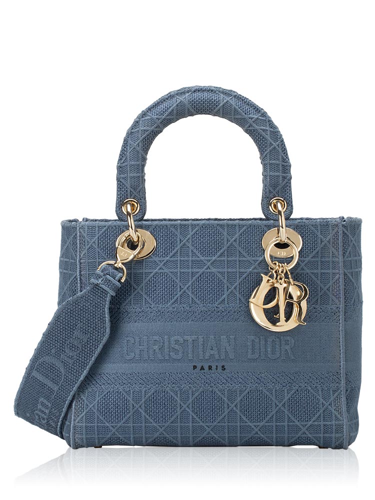 Canvas Embroidered Medium Lady D-Lite Denim Blue