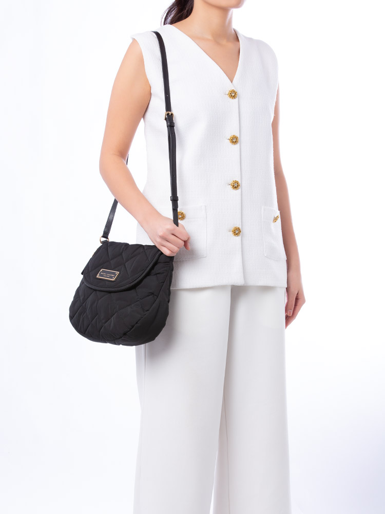 Natasha Quilted Nylon Crossbody Black