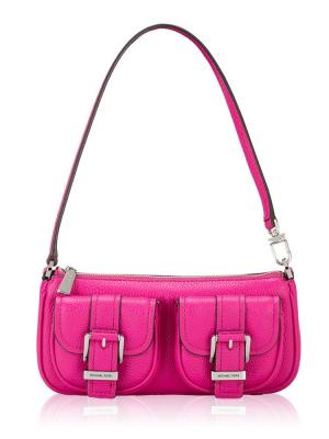 Zoe Small Pebbled Leather Pochette Wild Berry