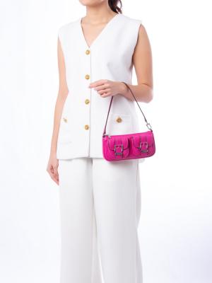 Zoe Small Pebbled Leather Pochette Wild Berry