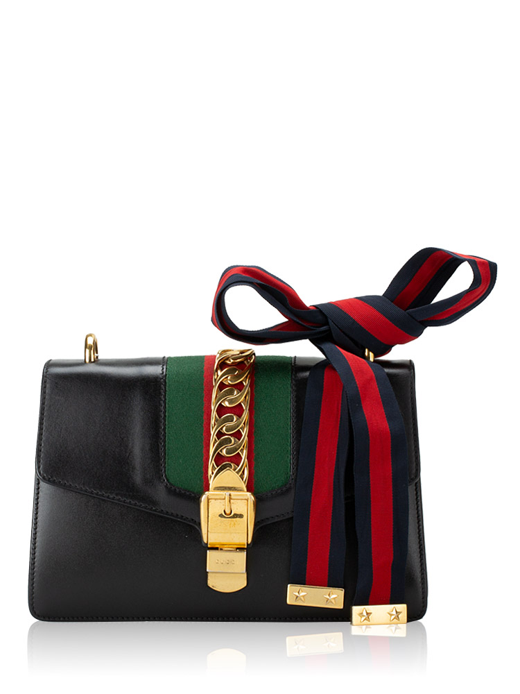 Calfskin Sylvie Small Shoulder Bag Black