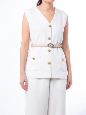 CZ196 Signature Kiss C Buckle Cut To Size 25mm Belt Sand Taupe