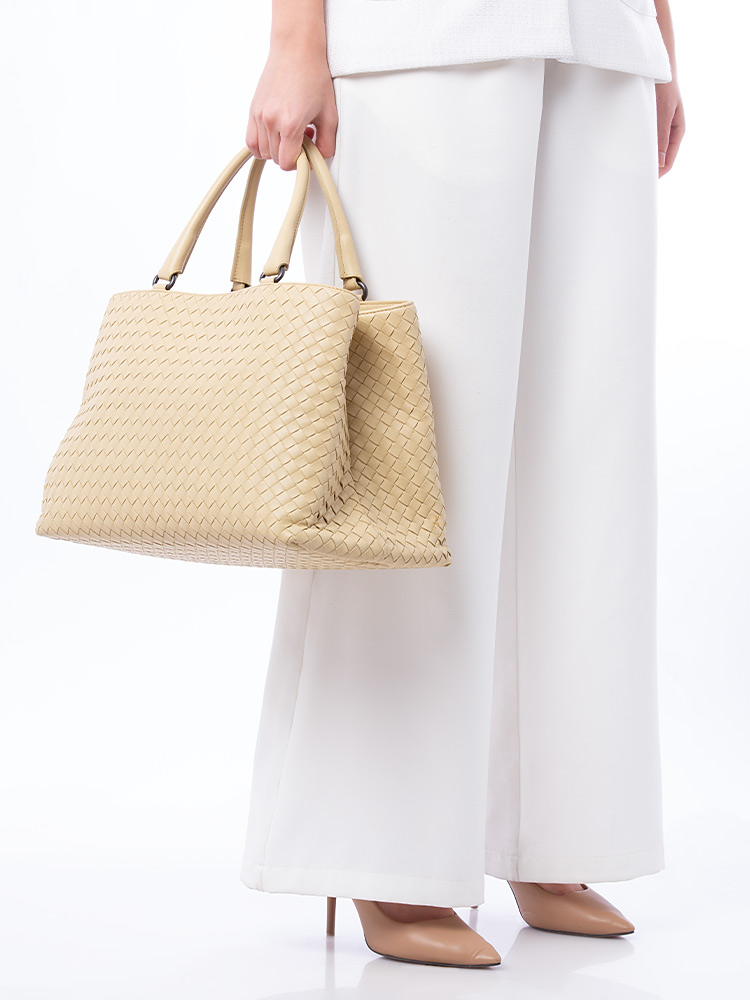 Nappa Intrecciato Milano Tote Beige