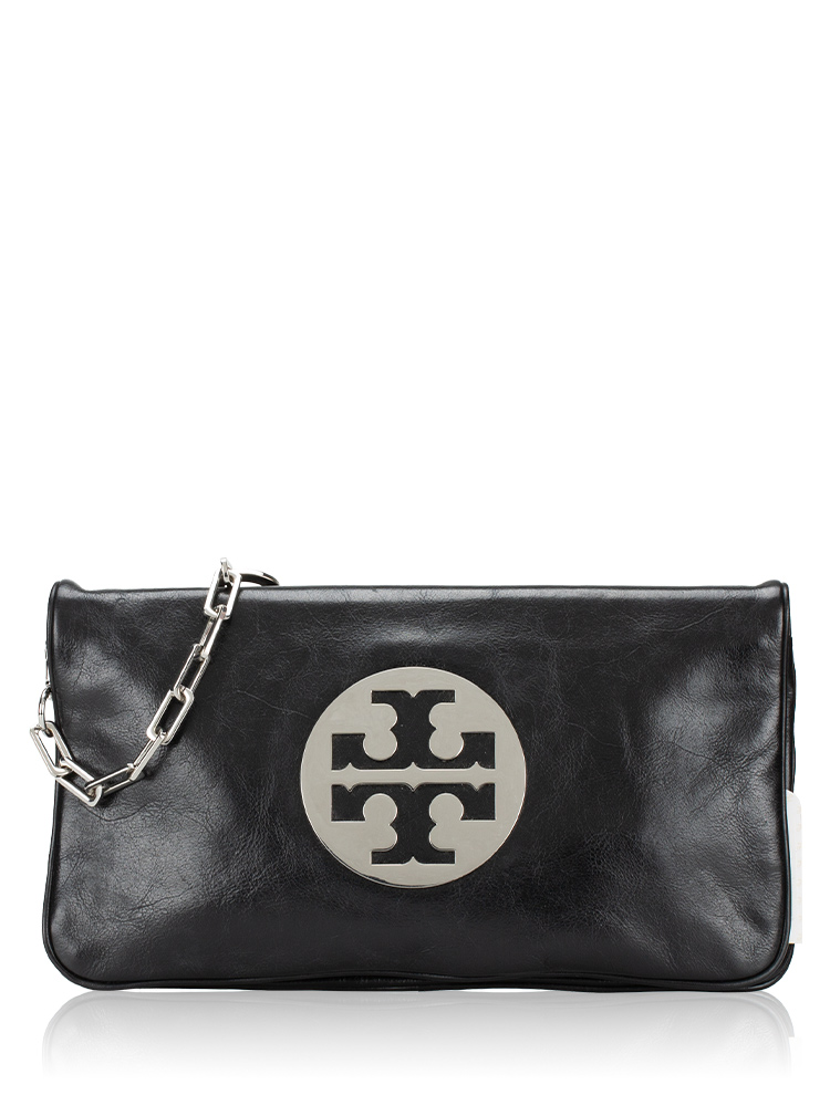 Reva Flap Chain Clutch Black Silver