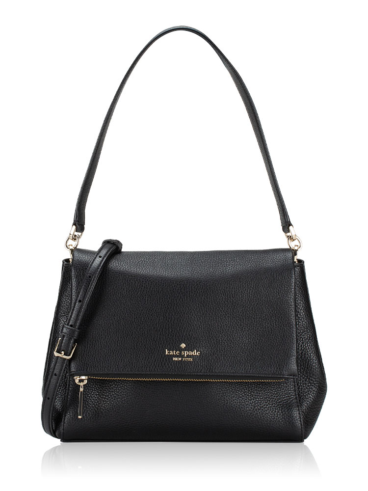 Leila Medium Flap Shoulder Bag Black