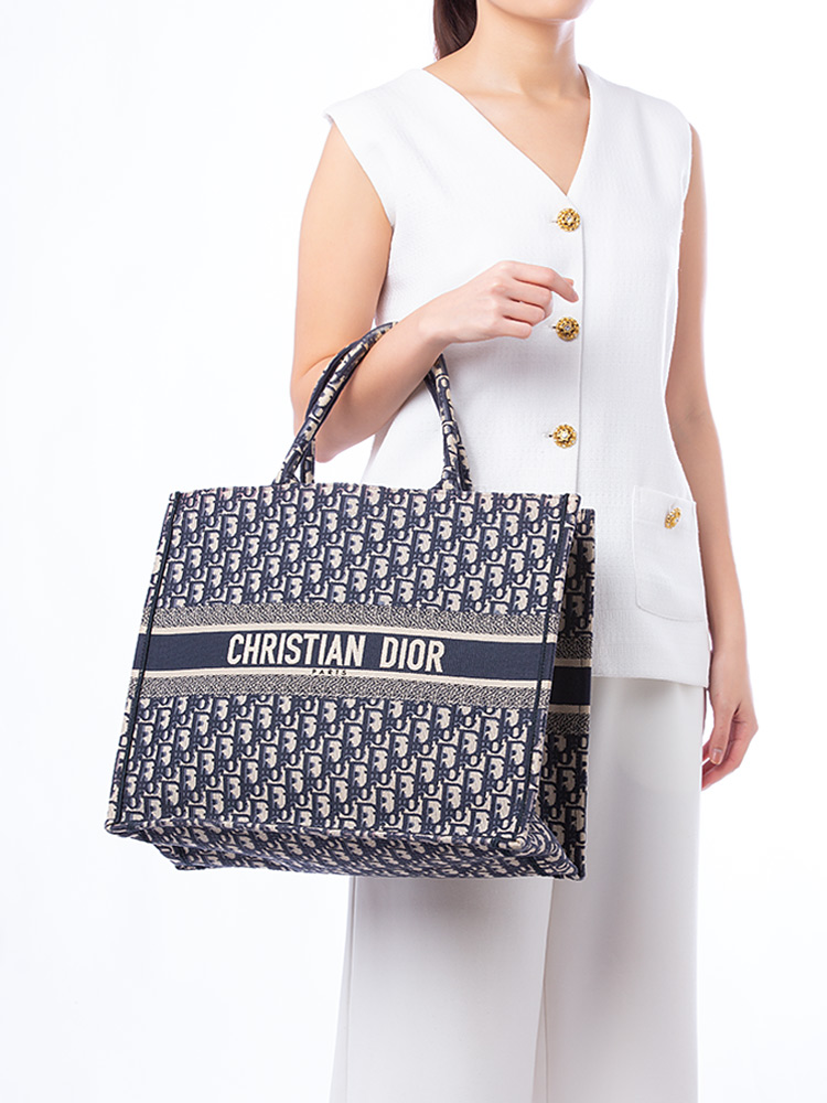Oblique Large Book Tote Blue Multicolor