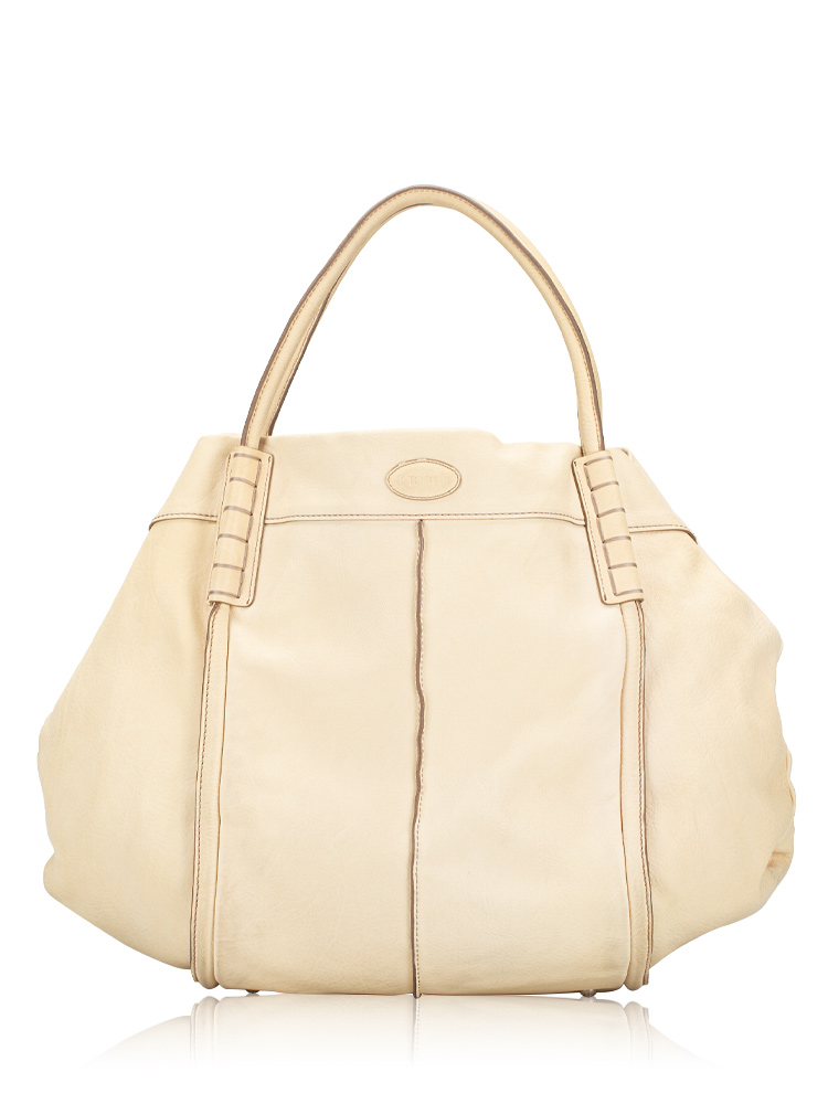 Calfskin Media Shade Tote Cream