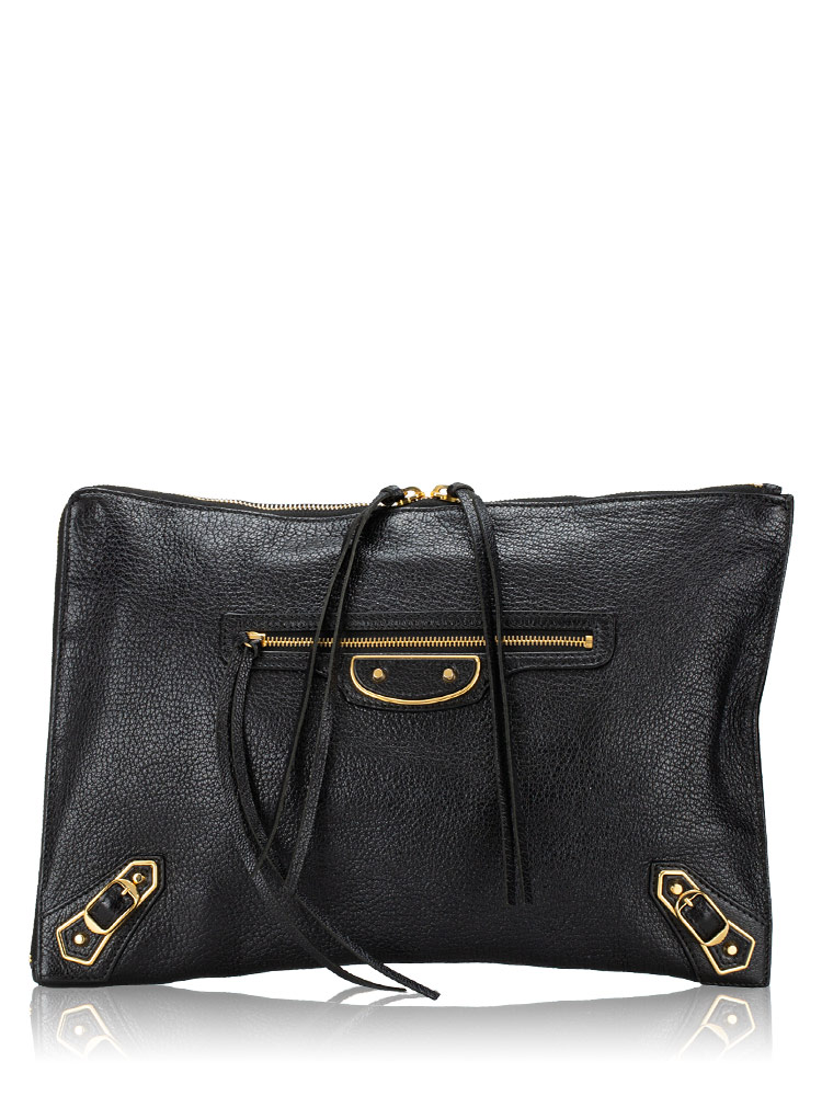 Gold Metallic Edge Pouch Black
