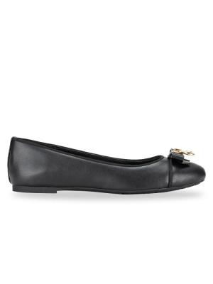 Honey Leather Ballet Flats Black Sz 5