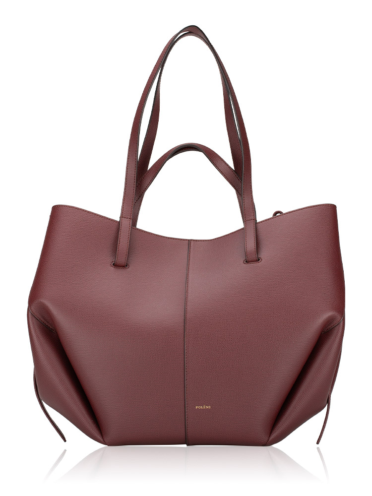 Textured Calfskin Cyme Tote Black Cherry