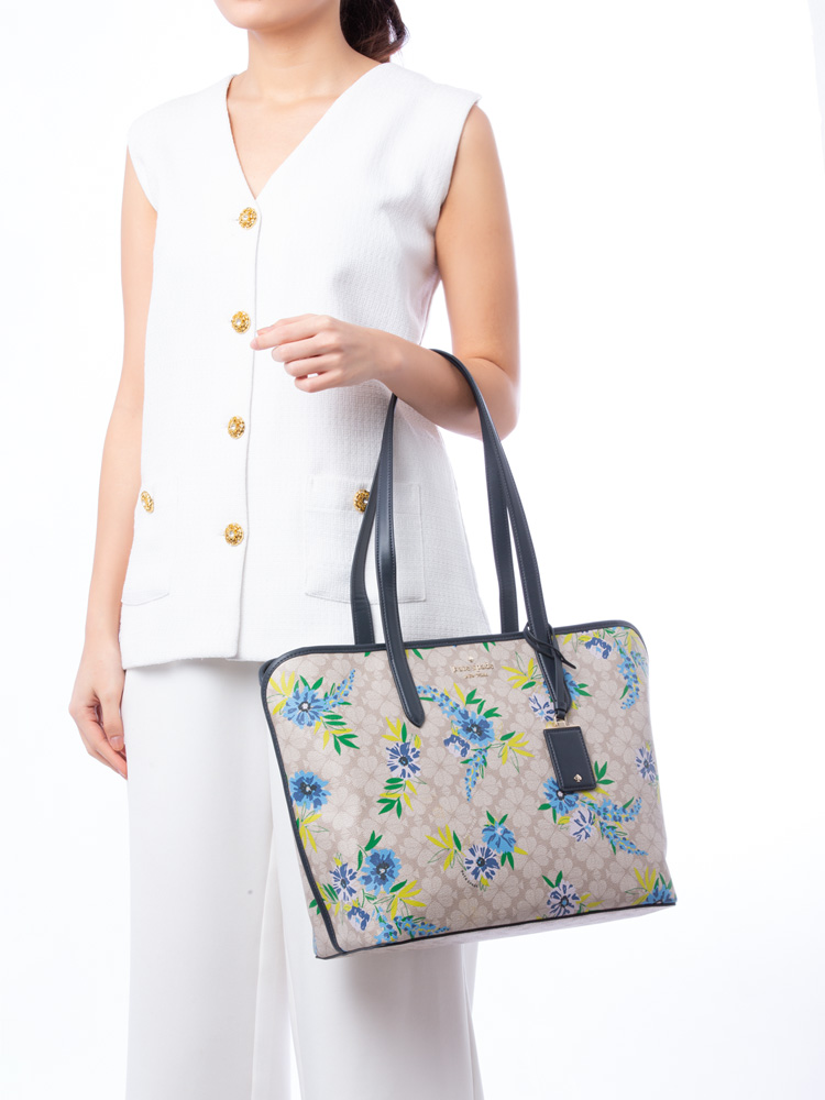 Flower Spade Floral Large Tote Blazer Blue