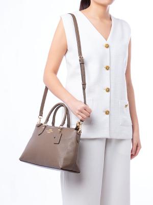 CR156 Georgia Leather Satchel Dark Stone