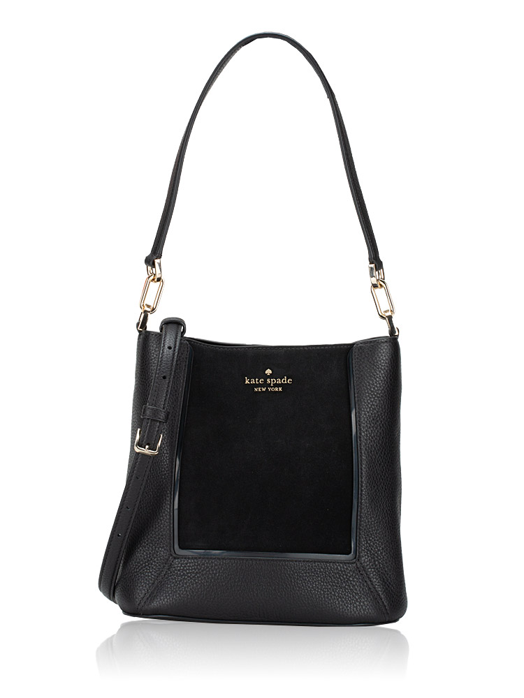 Lena Suede Bucket Bag Black Multi