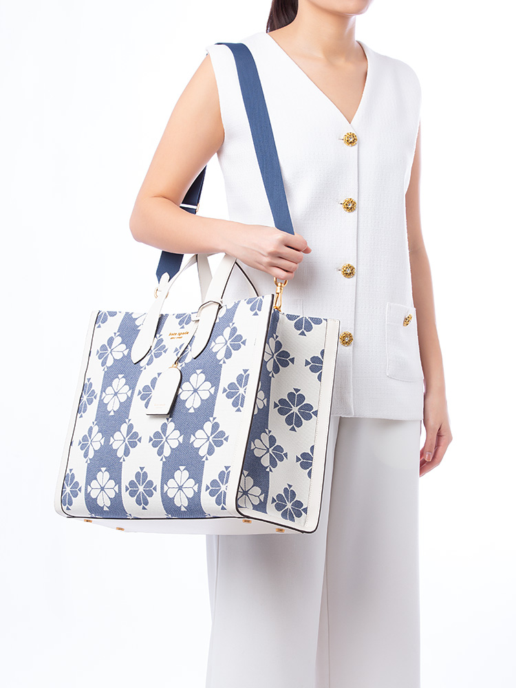 Flower Spade Jacquard Manhattan Large Tote Halo White Multi