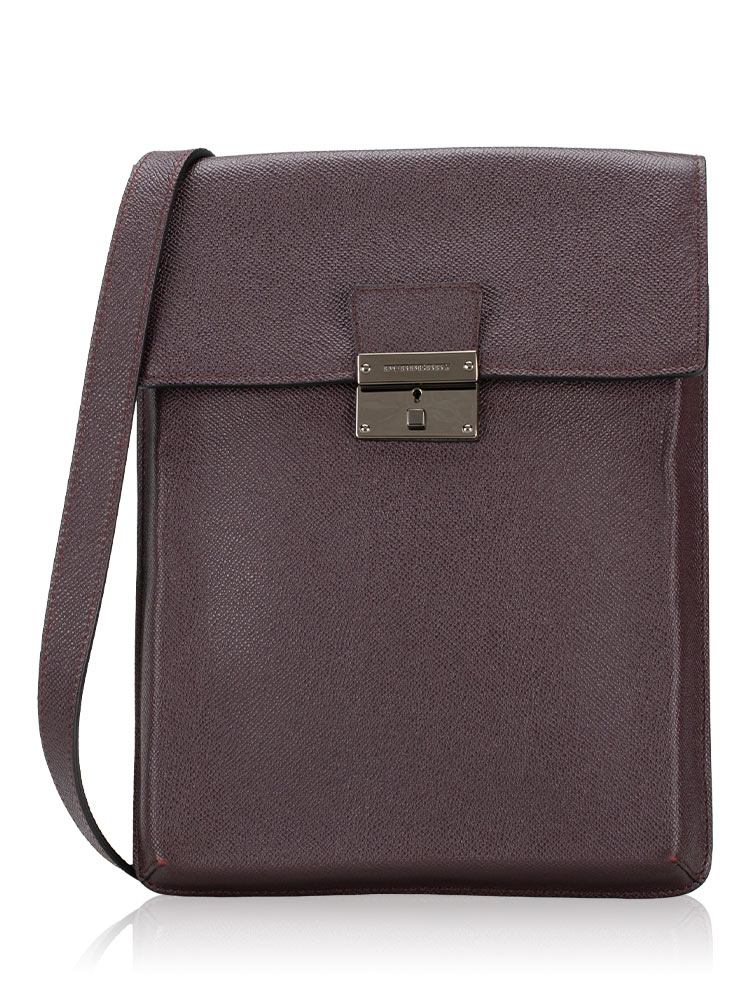 Grainy Calfskin Collins Flat Crossbody Deep Claret