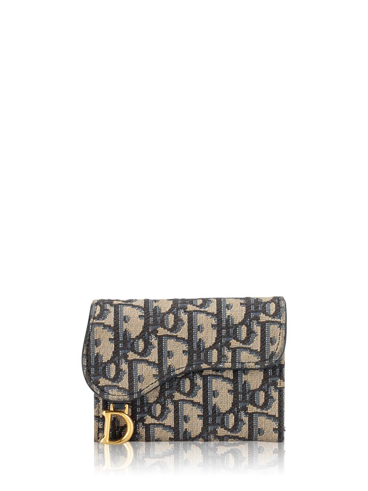 Oblique Saddle 5-Gusset Card Holder Blue