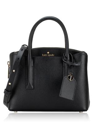 Margaux Refined Grain Leather Mini Satchel Black