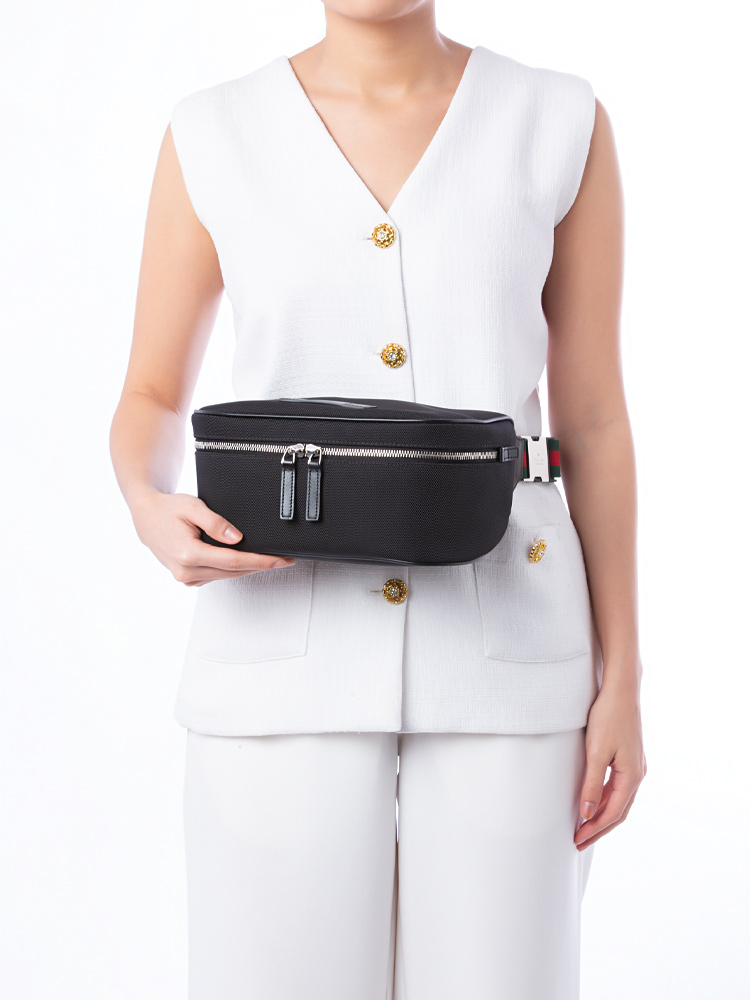 Techno Canvas Web Large Belt Bag Black