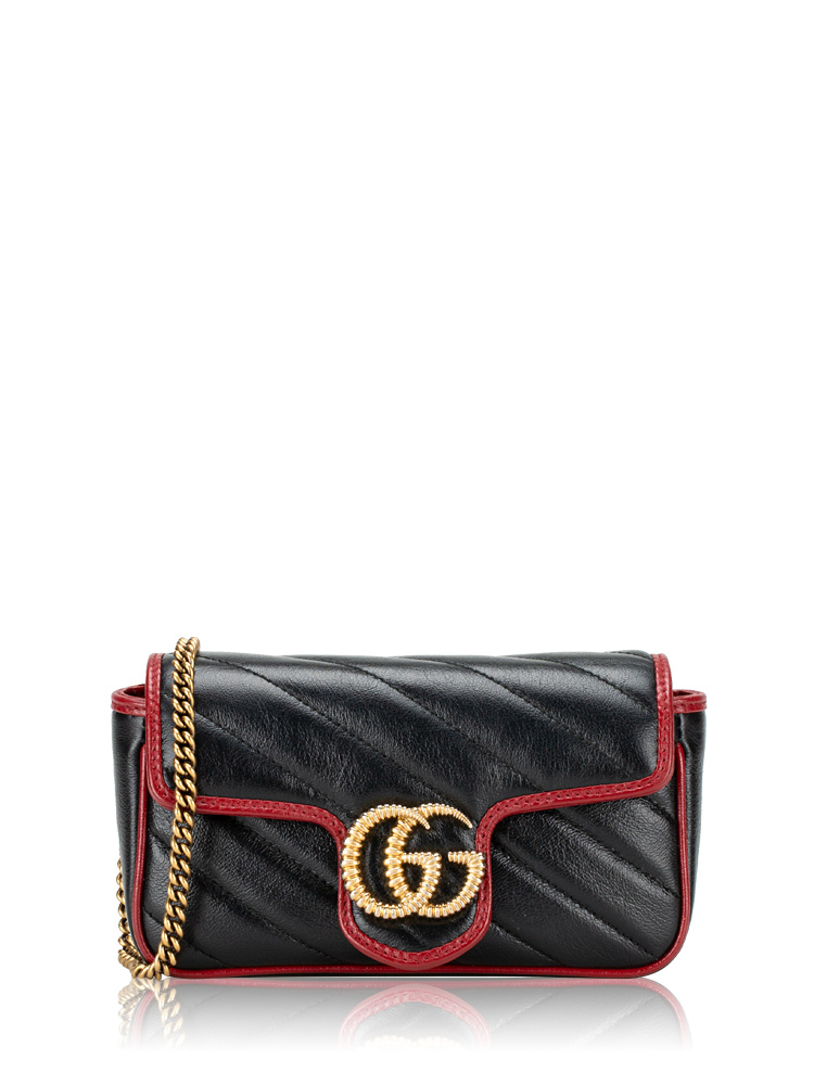 GG Marmont Matelasse Diagonal Super Mini Shoulder Bag Black Romantic