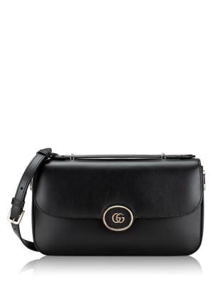 Senna Calfskin Petite GG Top Handle Shoulder Bag Black