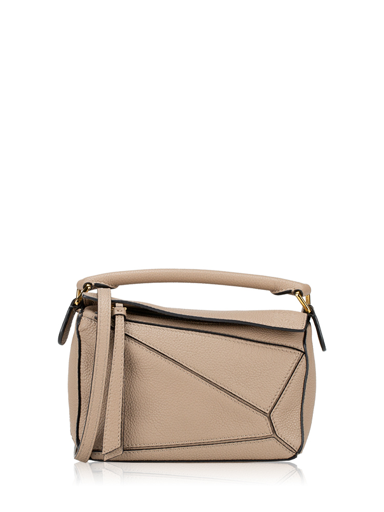 Grained Calfskin Mini Puzzle Bag Sand