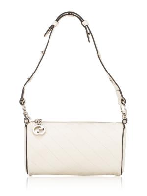 Calfskin Diagonal Stitched Blondie Barrel Mini Bag Mystic White