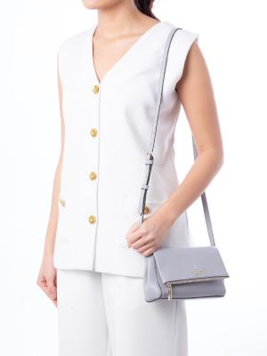 Leila Leather Mini Crossbody Mountain Grey