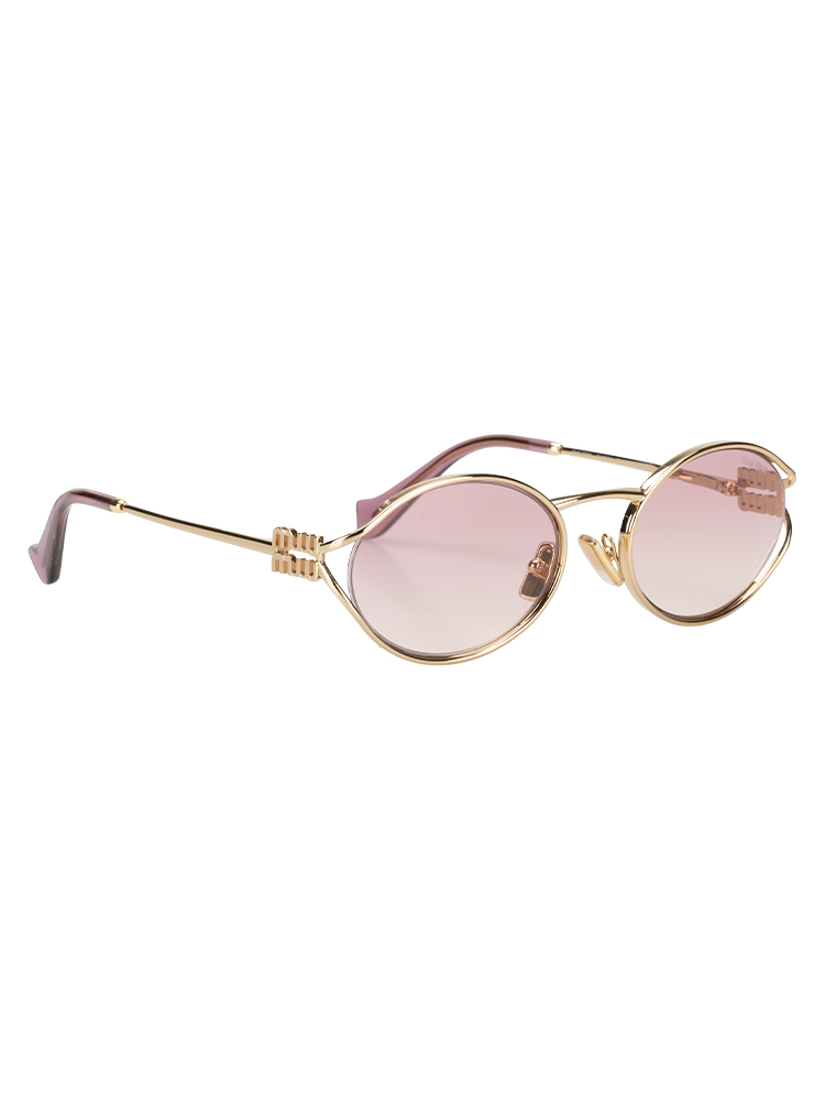 SMU52Y Oval Logo Sunglasses Gold Violet