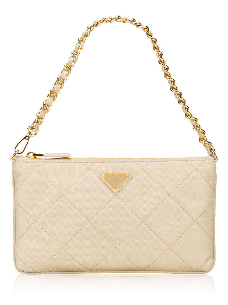 Tessuto Nylon Quilted Re-Edition 1995 Chaine Pouch Beige