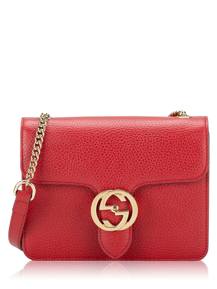 Dollar Calfskin Interlocking G Small Shoulder Bag Red