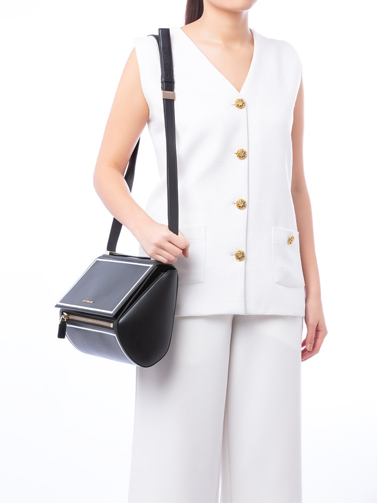 Calfskin Pandora Box Medium Crossbody Black