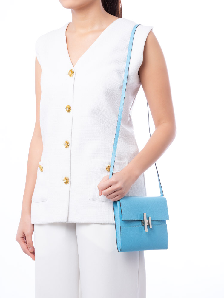 Chevre Mysore Leather Cinhetic To Go Shoulder Bag Celeste