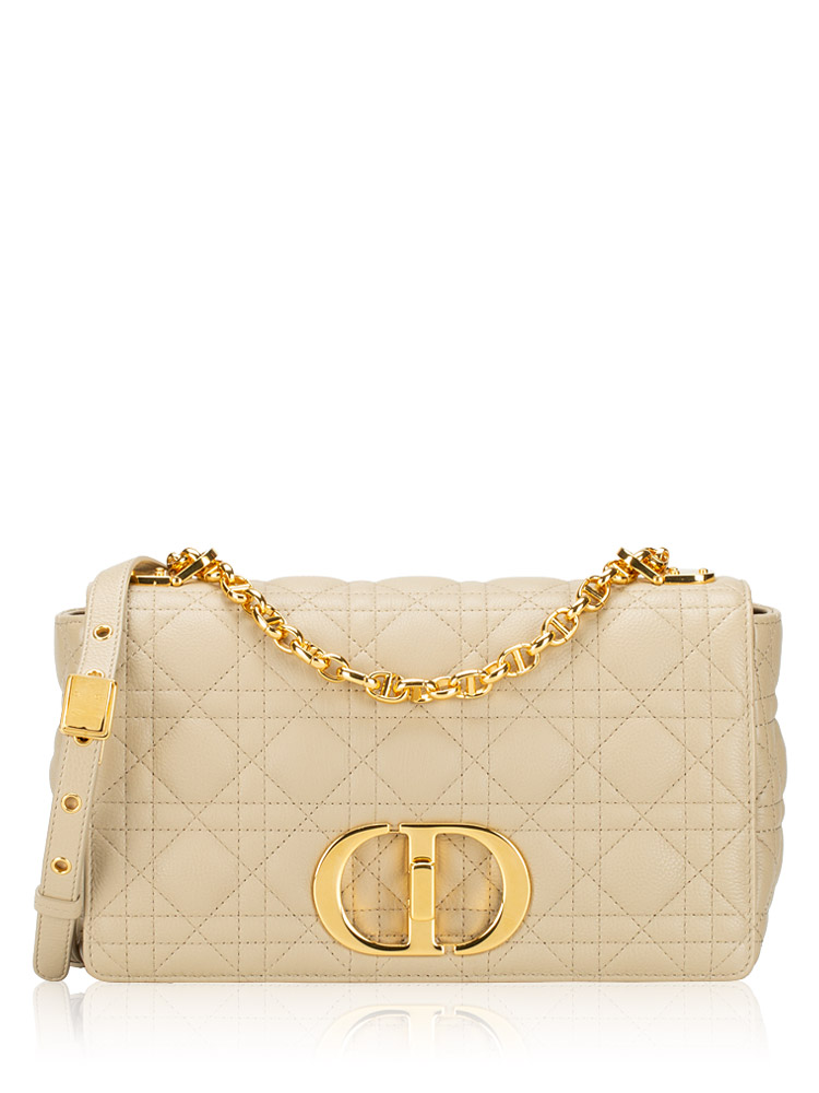 Supple Calfskin Cannage Medium Caro Bag Beige